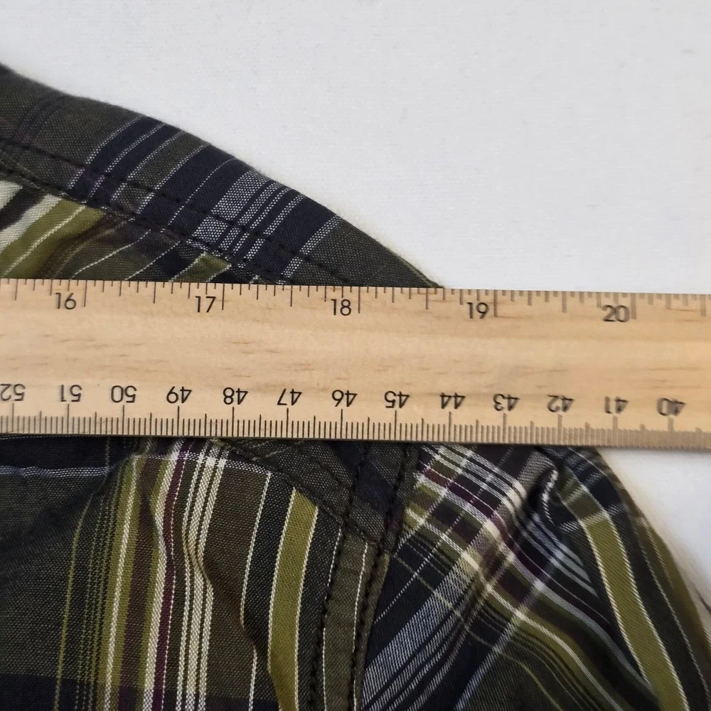 English Laundry Blaque Label Mens XL Plaid Button Down Shirt Olive Green Cotton
